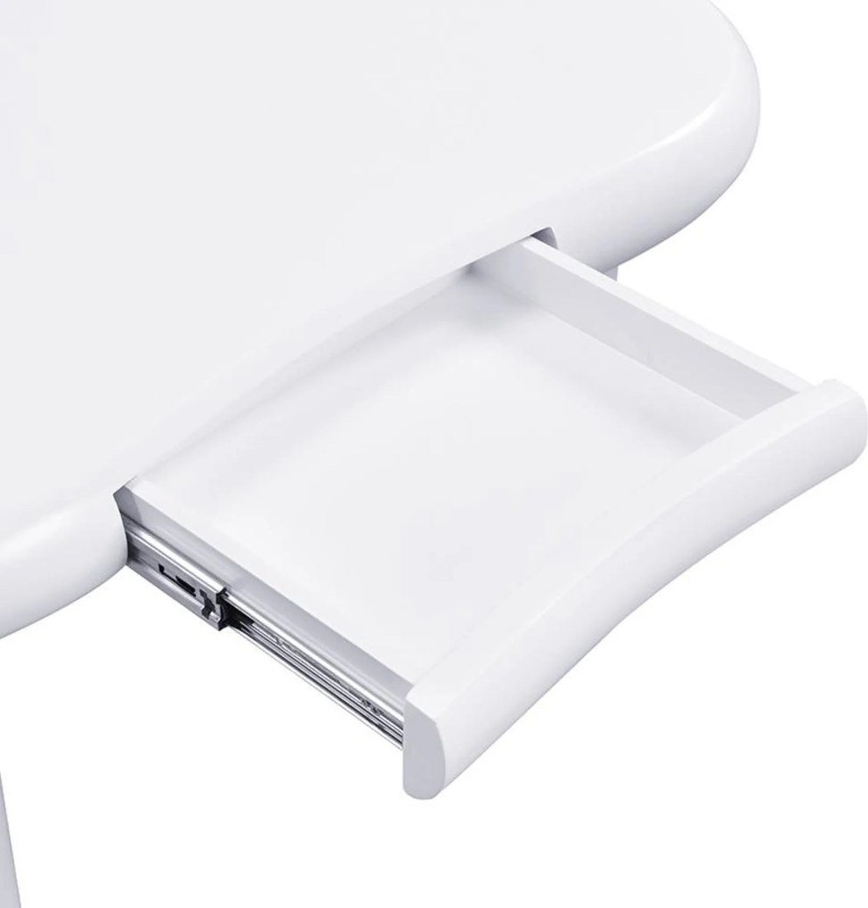 Masă de cafea în formă de nor, din MDF cu iluminare LED și sertar, 98x65,5x40 cm, Alb