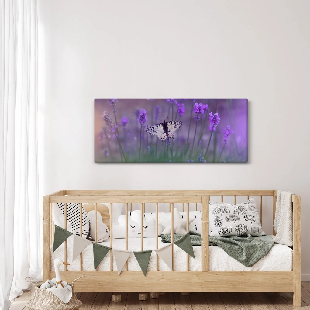 Tablou - fluture în lavandă (120x50 cm)