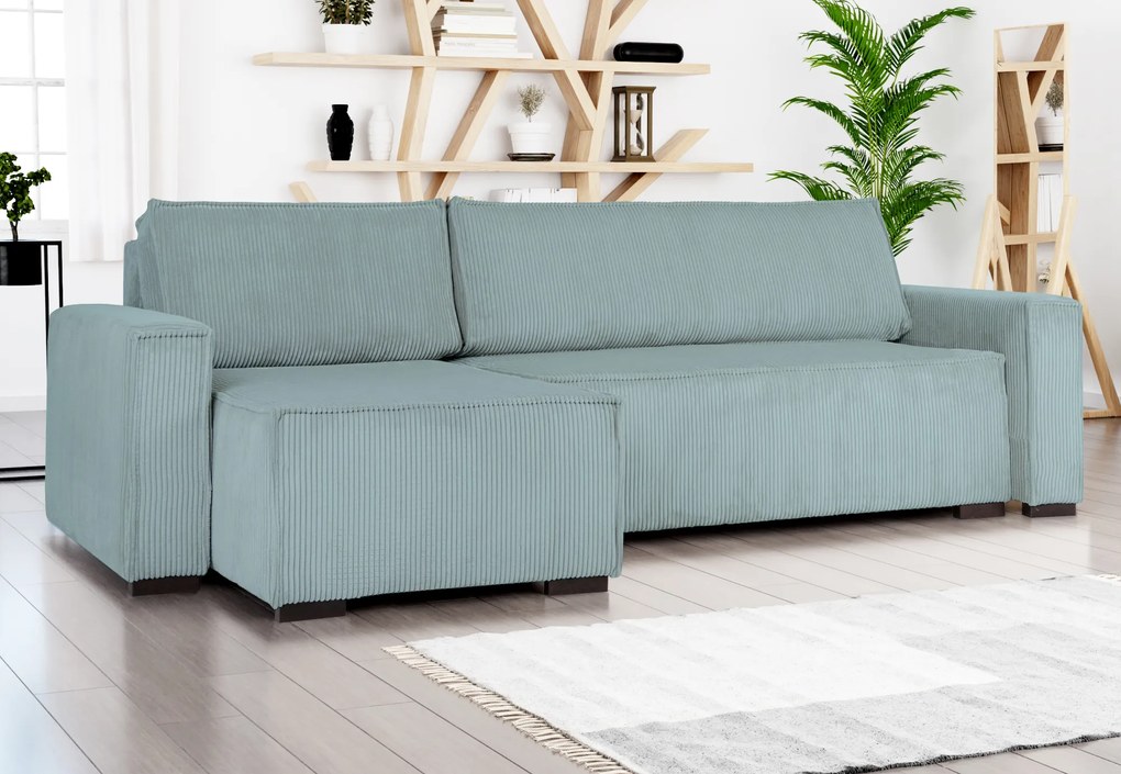 Canapea extensibila cu colt bilateral Culoare Albastru Deschis, SMART