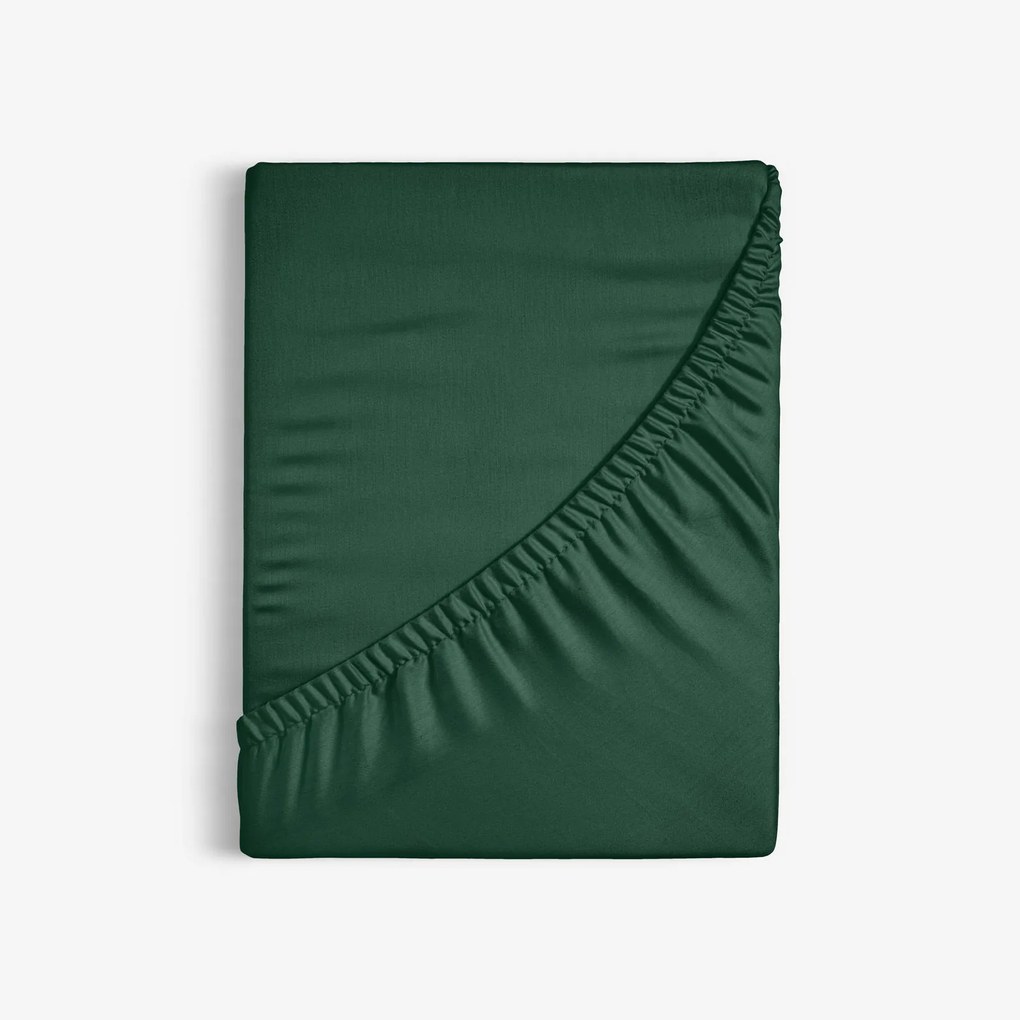 Goldea cearceaf de pat 100% bumbac cu elastic - verde închis 160 x 200 cm