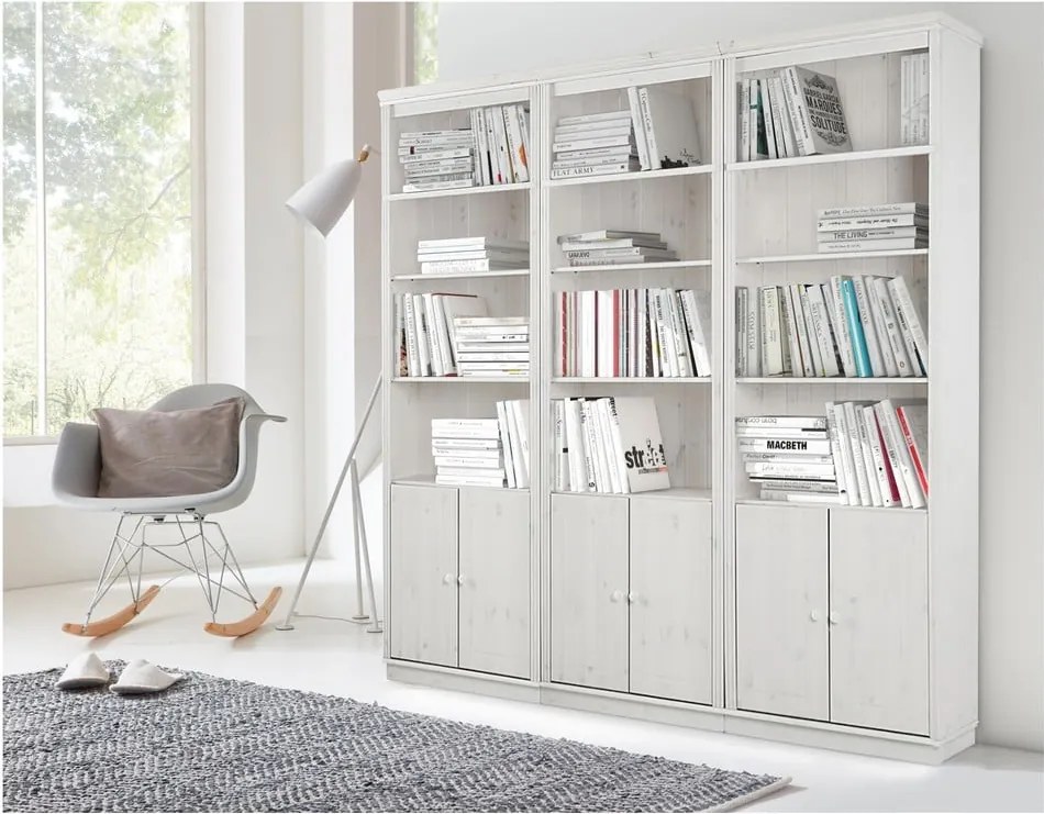 Bibliotecă albă din lemn de pin 222x223 cm Anita – Støraa