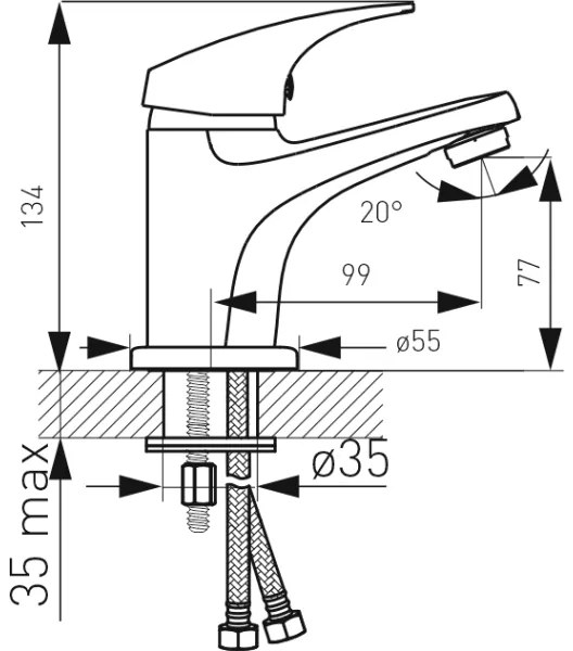 FERRO - Baterie pentru lavoar ONE cu ventil pop-up, crom lucios