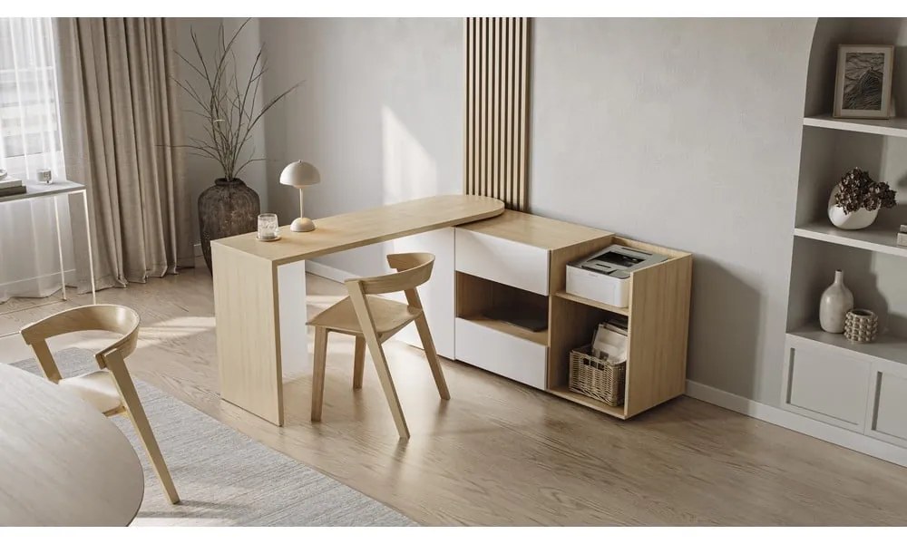 Birou cu blat cu aspect de lemn de stejar 48x159 cm Tango – TemaHome