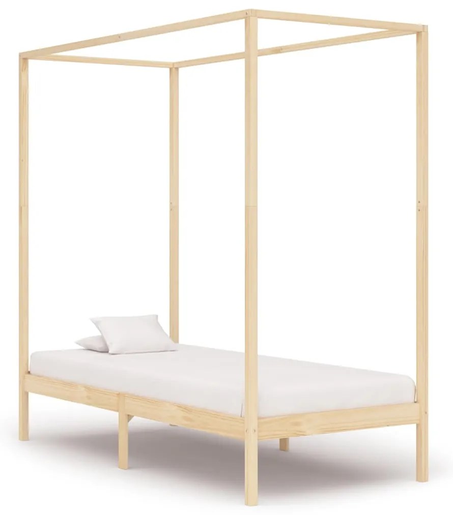 283251 vidaXL Cadru pat cu baldachin, 100x200 cm, lemn masiv de pin