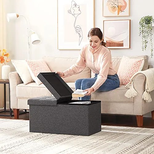 Taburet cu spațiu de depozitare OTO, 76x38x38cm, antracit SongmicsHome