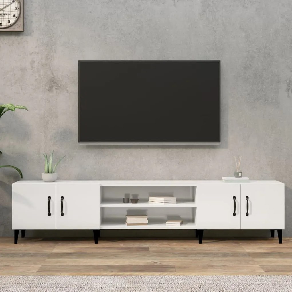 816266 vidaXL Comodă TV, alb extralucios, 180x31,5x40 cm, lemn prelucrat
