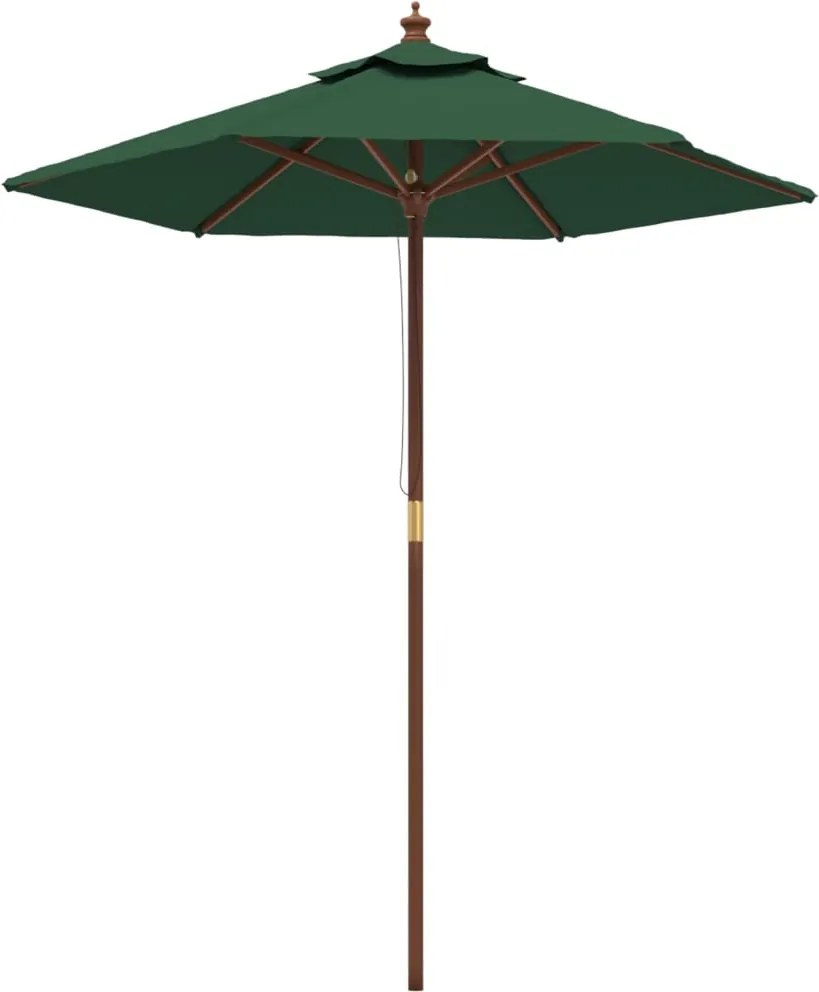 vidaXL Umbrelă de soare de grădină stâlp din lemn, verde, 196x231 cm