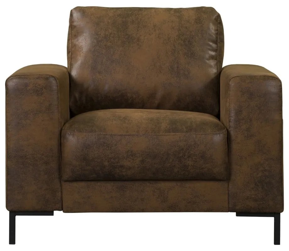 Fotoliu maro cu tapițerie din imitație de piele Lofty Lilly – Miuform