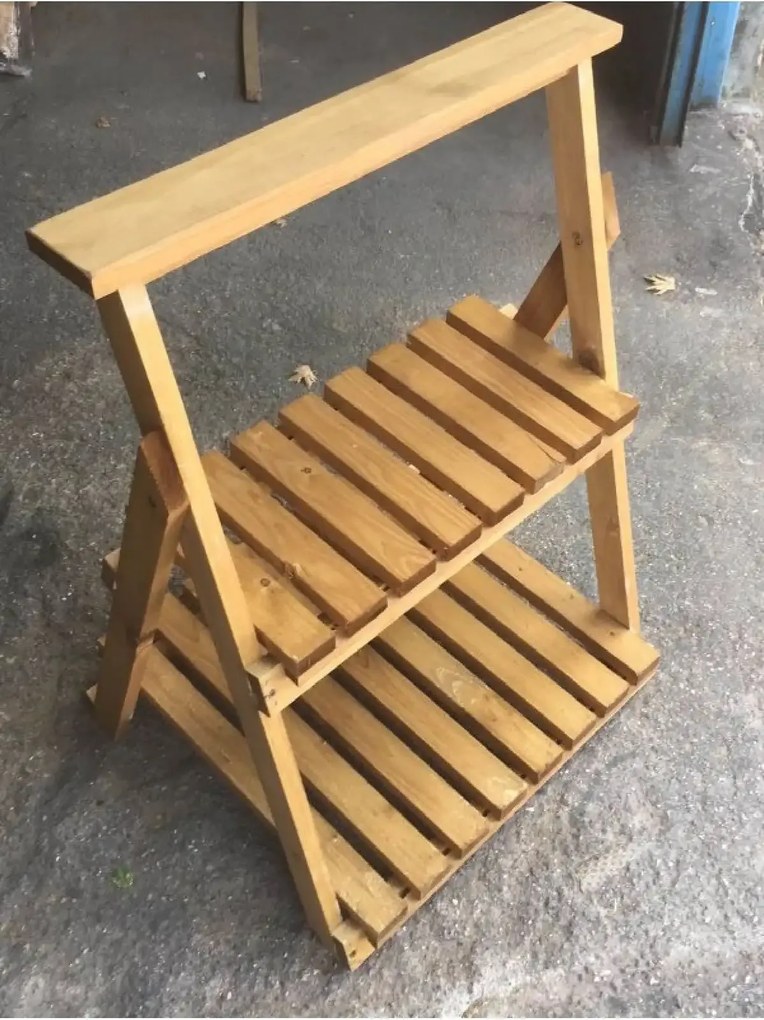 Etajera flori din lemn, Homs Garden 4, Natur, 69 x 58 x 50 cm