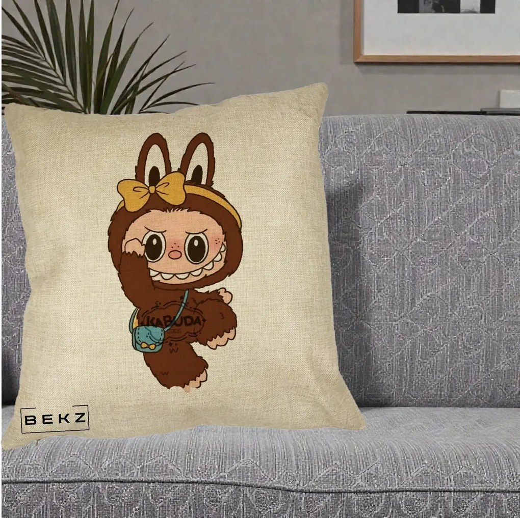 Perna Personalizata Kabuda Maro cu Funda Aurie, 40x40 cm, Crem, Husa Detasabila, Perna Inclusa, BEKZ®