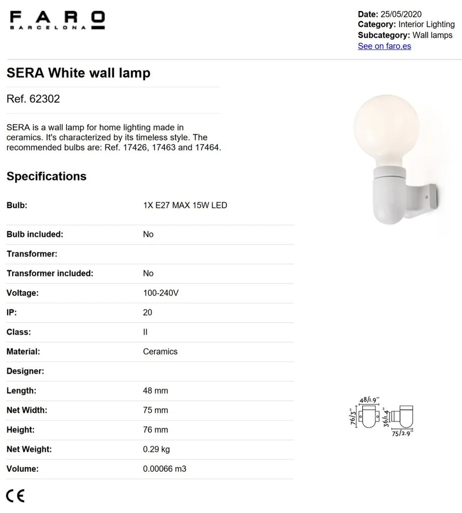 Aplica moderna design minimalist SERA alba