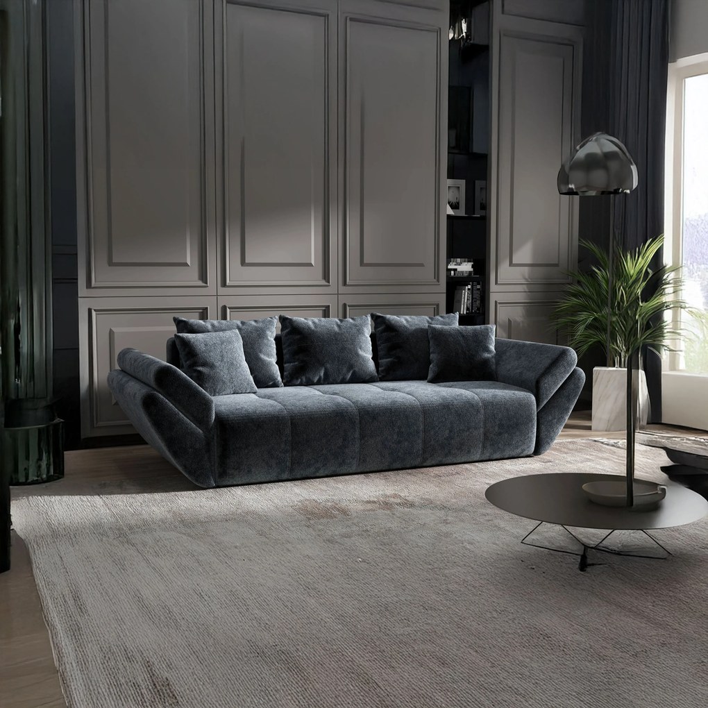 Canapea extensibilă dumonde cu ladă de depozitare si sezut confortabil din spuma high-density, Berlin Euphoria Grafit 250x100 cm