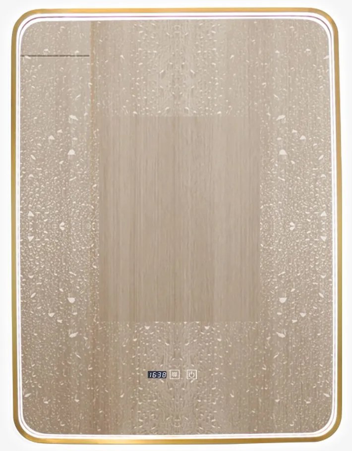 Oglindă Baie LED și Dezaburire Elit's Premium cu Senzor Touch, Lumina Rece, Caldă și Neutră, 60x80cm, cu rama Bronz Antichizat