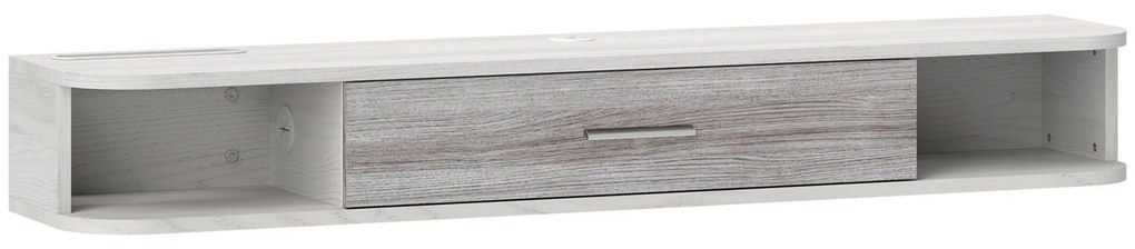 HOMCOM Mobilier TV Suspendat cu 2 Rafturi Deschise și un Dulăpior cu Ușă Rabatabilă, 120x26x16 cm, Gri | Aosom Romania