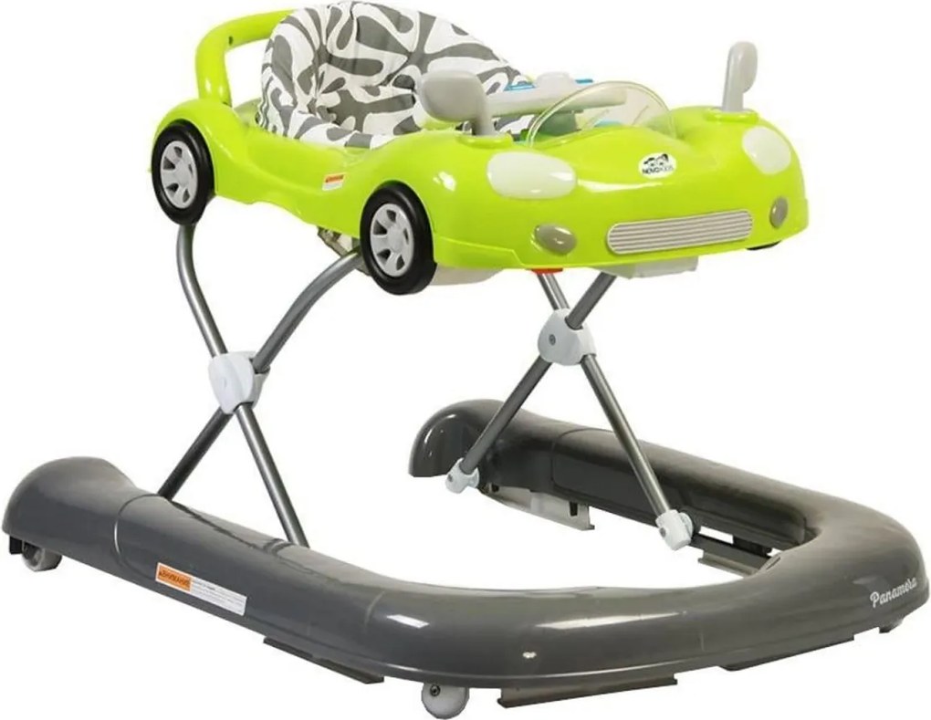 Premergator Reglabil in 3 Trepte NOVOKIDS™ Super Car , roti silentioase, Masinuta, Pliabil, 8 Roti, Cu Melodii si lumini, Cu Volan, Verde