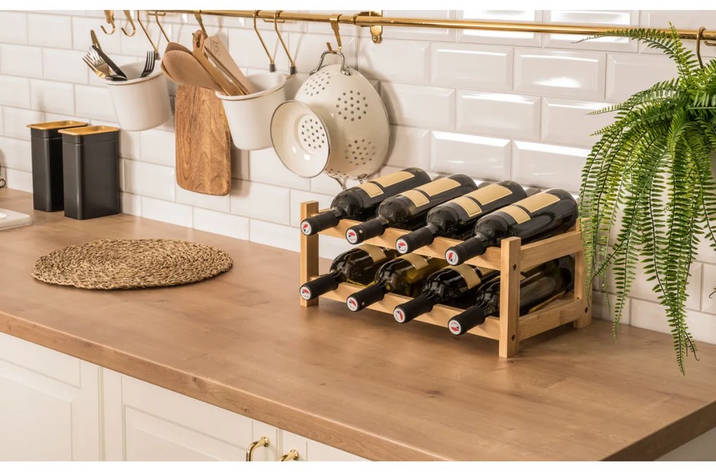 Raft pentruvinuri G21 din bambus, 8 sticle, S