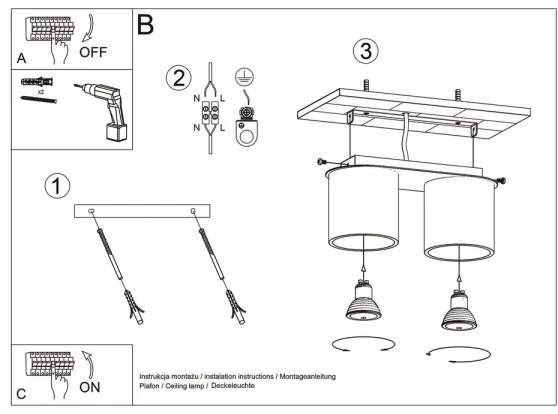 Plafonieră ORBIS 2 2xGU10/40W/230V gri