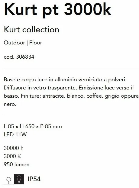 Stalp LED iluminat exterior, IP54 Kurt pt 3000k antracit