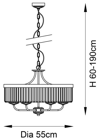 Endon 100711 - Candelabru suspendat pe lanț CHESTERFIELD, 6xE14/6W/230V, Ø 55 cm, negru