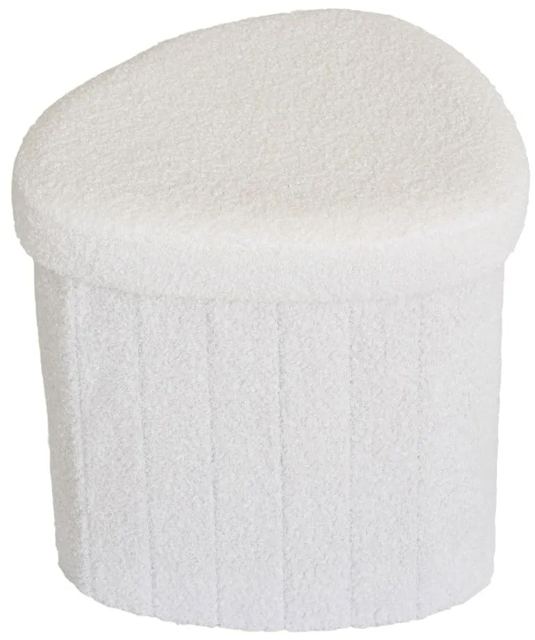Taburet alb cu tapițerie din țesătură bouclé Medford – House Nordic