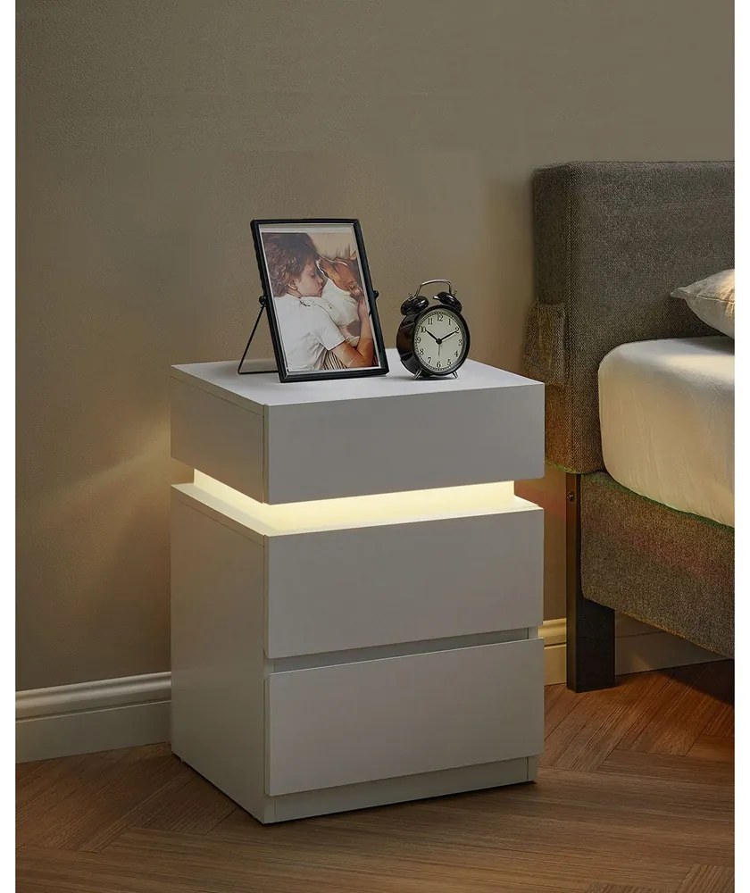 Noptieră cu iluminare DAVY, 40x35x55cm, alb Vasagle