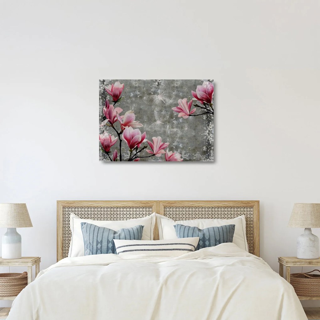 Tablou pe sticlă cu flori (70x50 cm)