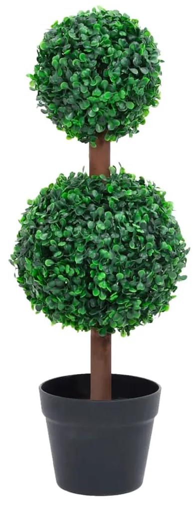 Plantă artificială cimișir cu ghiveci, verde, 60cm, formă minge