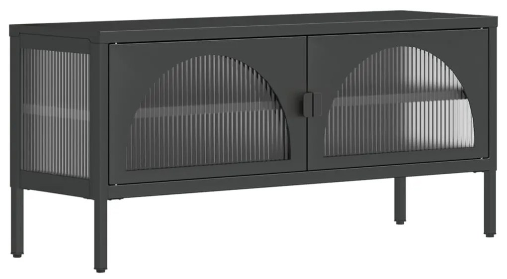 vidaXL Dulap TV, negru, 105x35x50 cm, sticlă și oțel