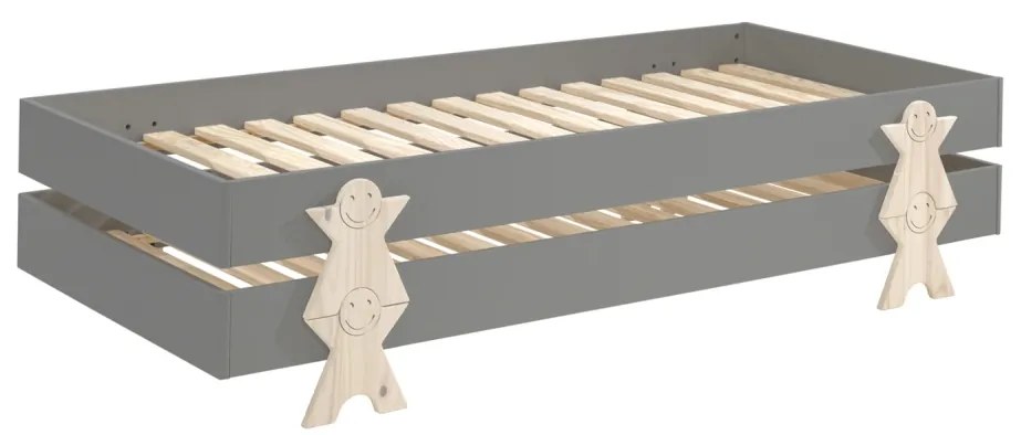 Set MODULO format din 2 Pat copii MODULO (90 x 200 cm) cu picioare Pat copii în formă de zâmbet.