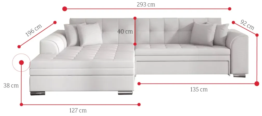 Supermobel Colțar extensibil SORENTO, 294x80x196, inari23/soft33, dreapta
