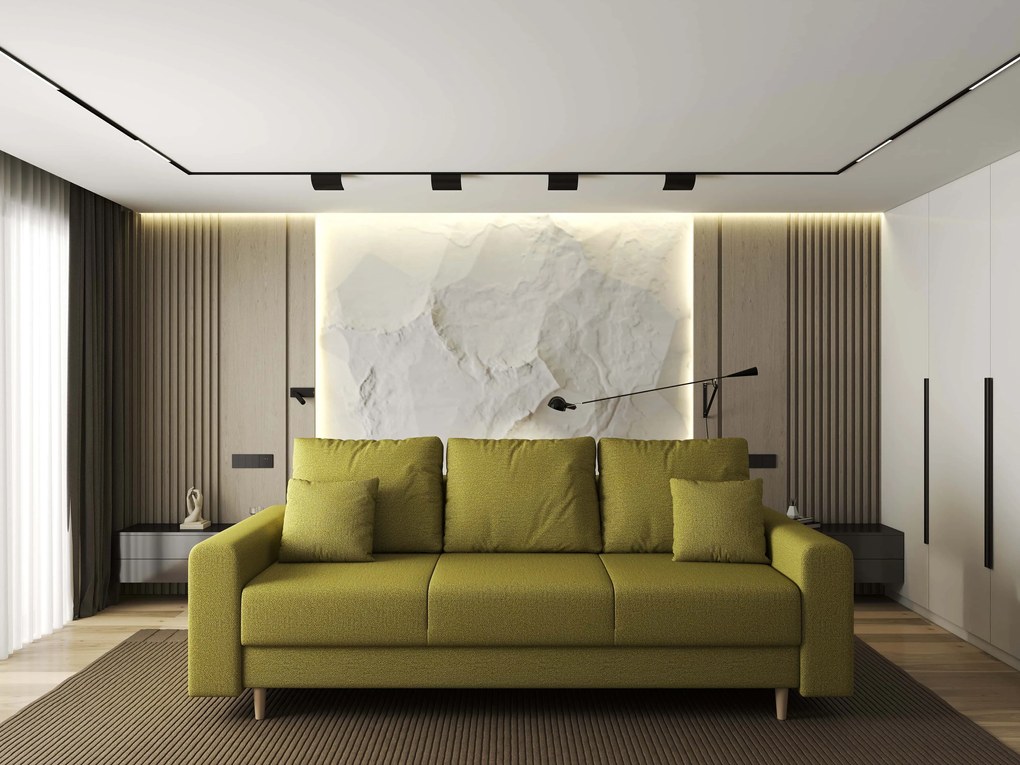 Canapea extensibilă dumonde cu ladă de depozitare si sezut confortabil din spuma high-density, Kronos Enjoy Verde 210x100 cm