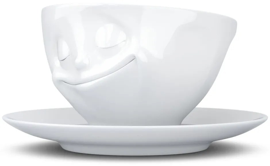 Ceașcă din porțelan pentru cafea 58products Happy, alb, 200 ml