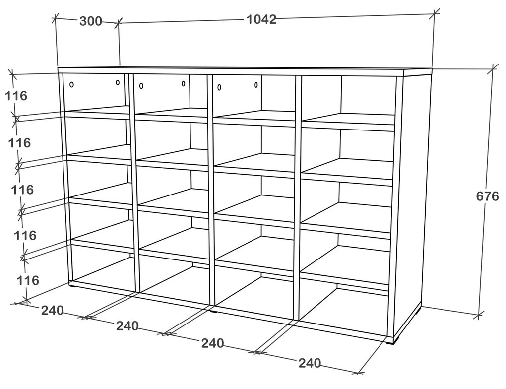 Pantofar Tisso, 20 Rafturi, Alb, 104 x 30 x 68 cm