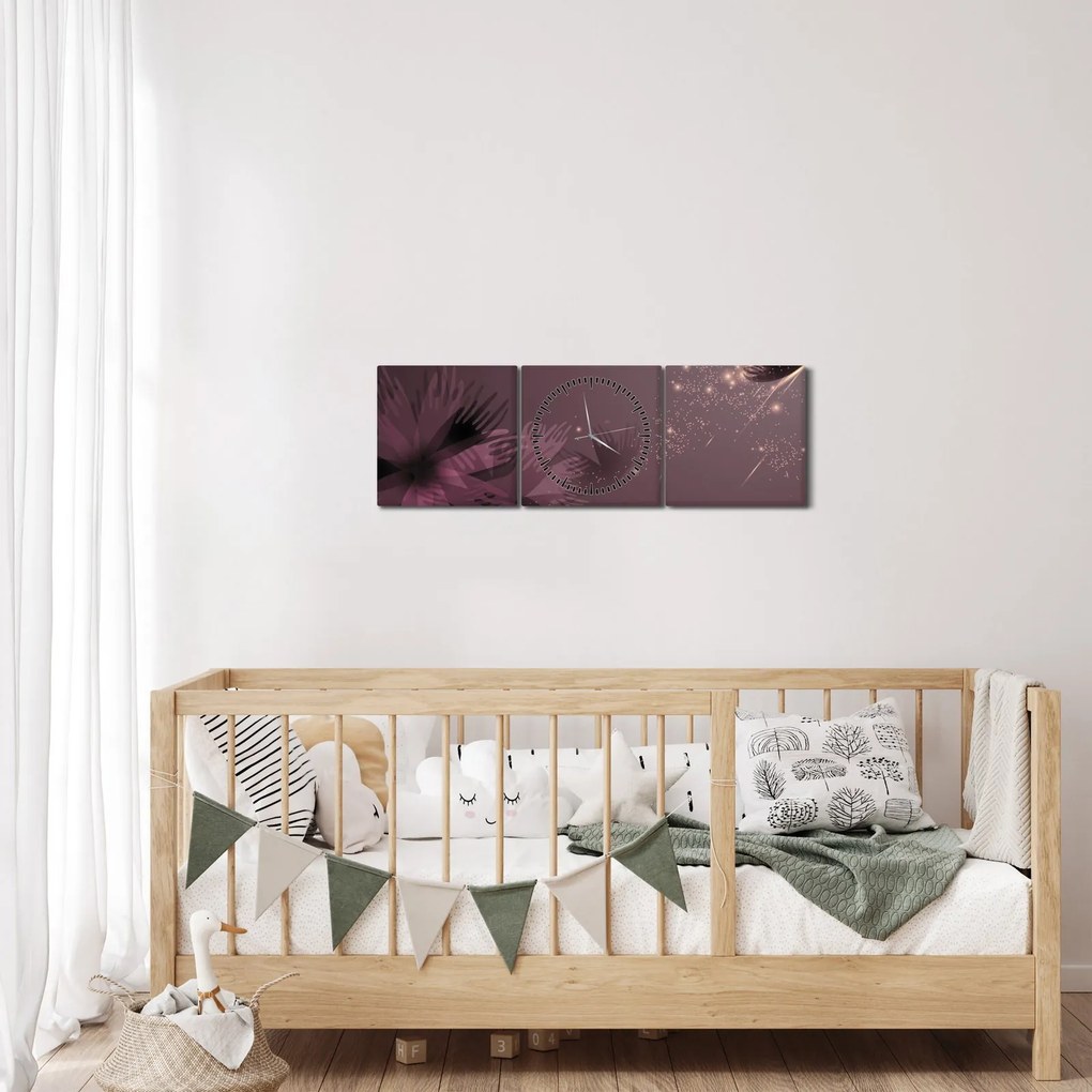 Tablou - Floare și fluture (cu ceas) (90x30 cm)