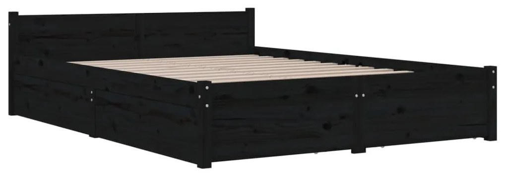 Cadru de pat cu sertare 5FT King Size, negru, 150x200 cm Negru, 150 x 200 cm