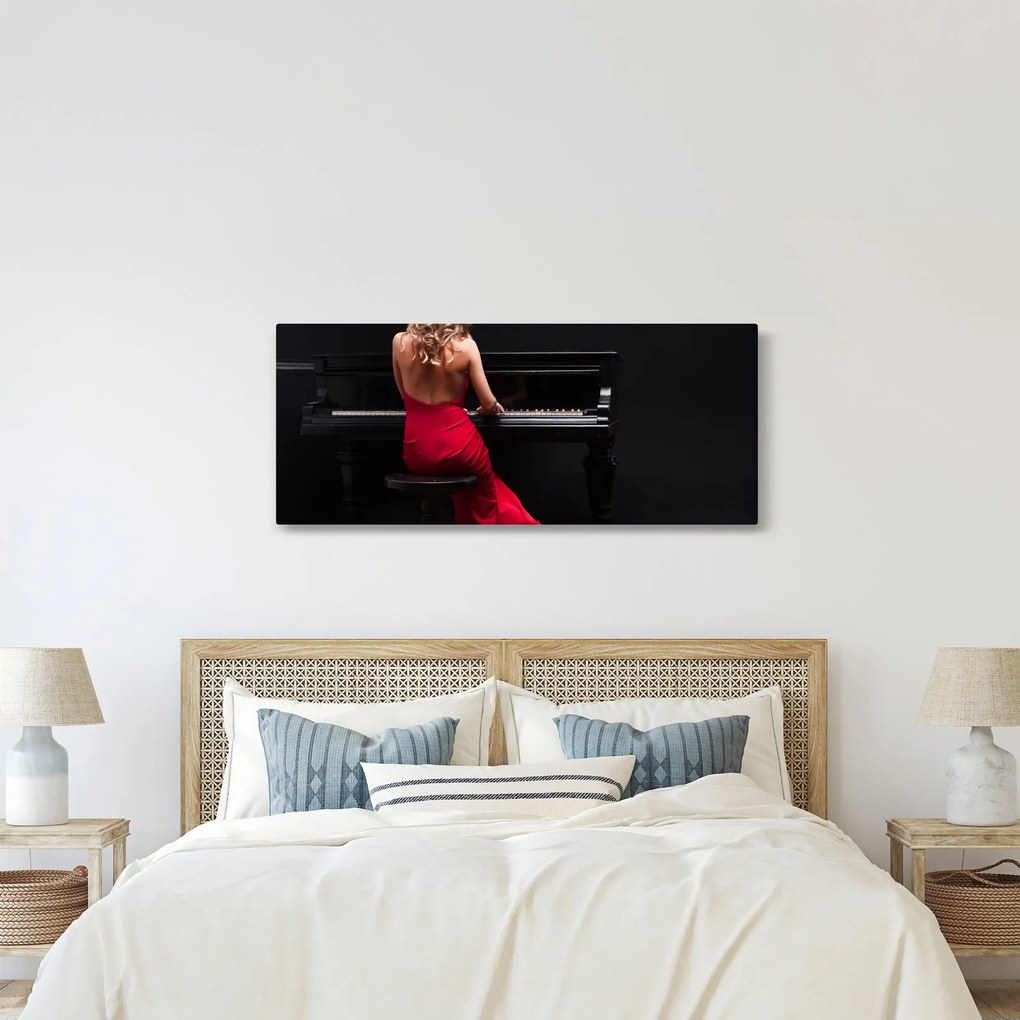 Tablou - Femeia cântând la pian (120x50 cm)