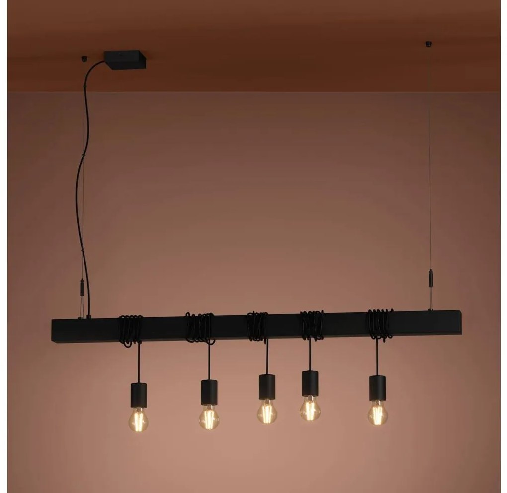 Lustră pe cablu Eglo 39937 TOWNSHEND-B 5xE27/40W/230V negru