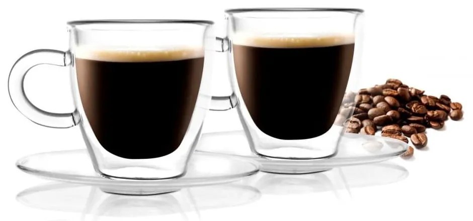 Set 2 cești cu perete dublu Vialli Design Amo Espresso, 50 ml