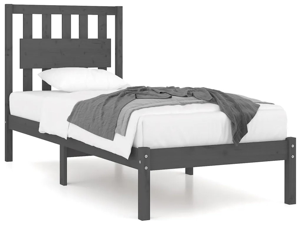 3103920 vidaXL Cadru de pat, gri, 90x200 cm, lemn masiv de pin