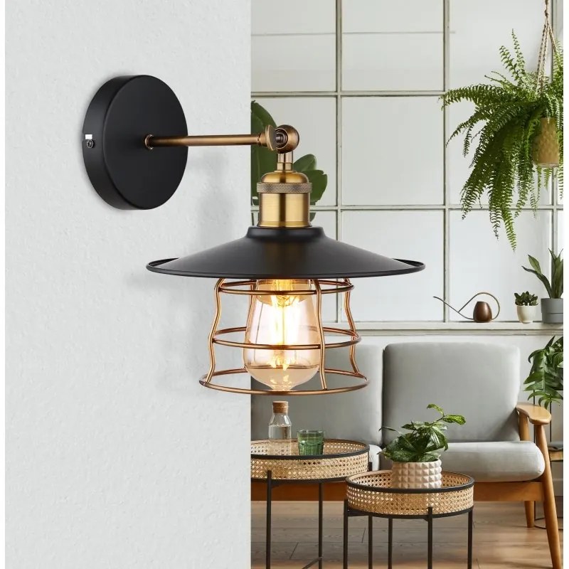 Aplica de perete design clasic Viejo negru mat, cupru