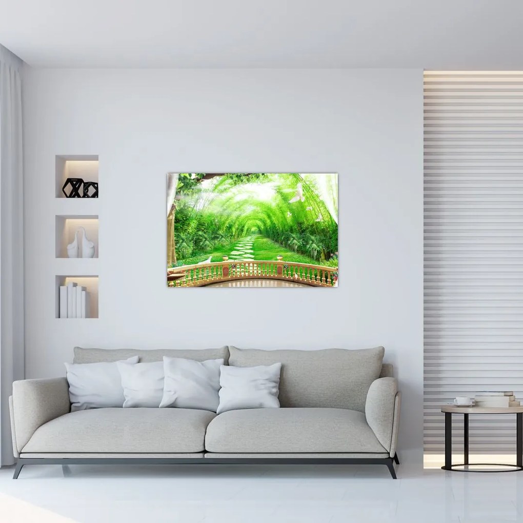 Tablou - Privire la grădina tropicală (90x60 cm)