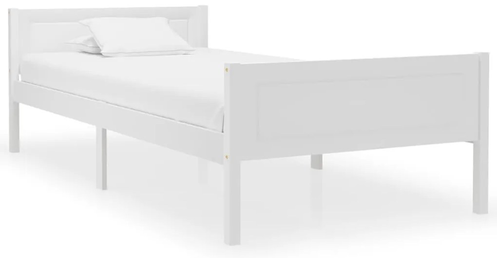 vidaXL Cadru de pat, alb, 90x200 cm, lemn masiv de pin