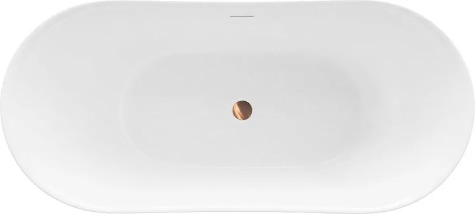 Cada freestanding cu ventil cupru periat Rea Ferrano Slim 160 cm alb