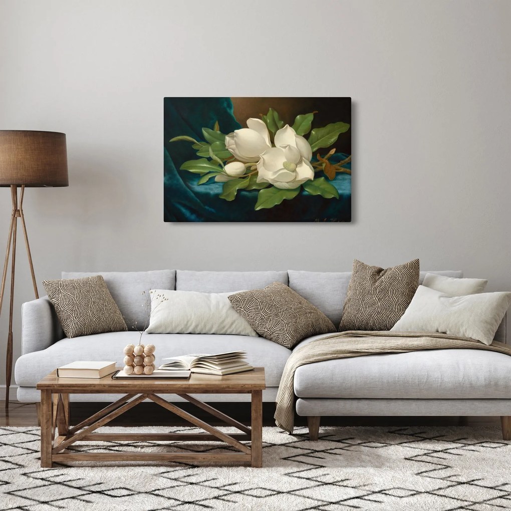 Tablou - Martin Johnson Heade, Giant Magnolias on a Blue Velvet Cloth, reproducere (90x60 cm)