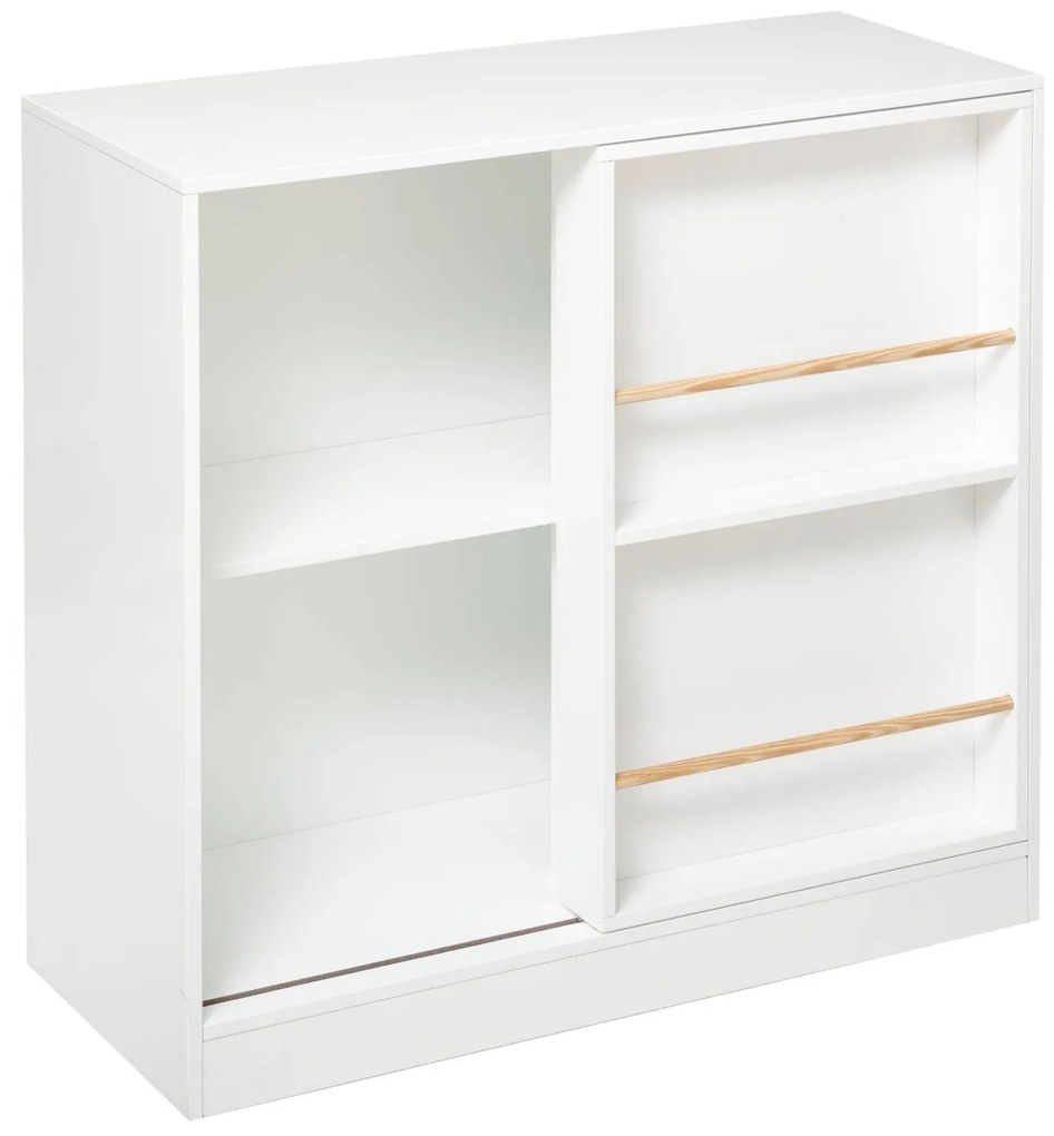 Bibliotecă pentru copii, lemn, alb, 75 x 76 cm