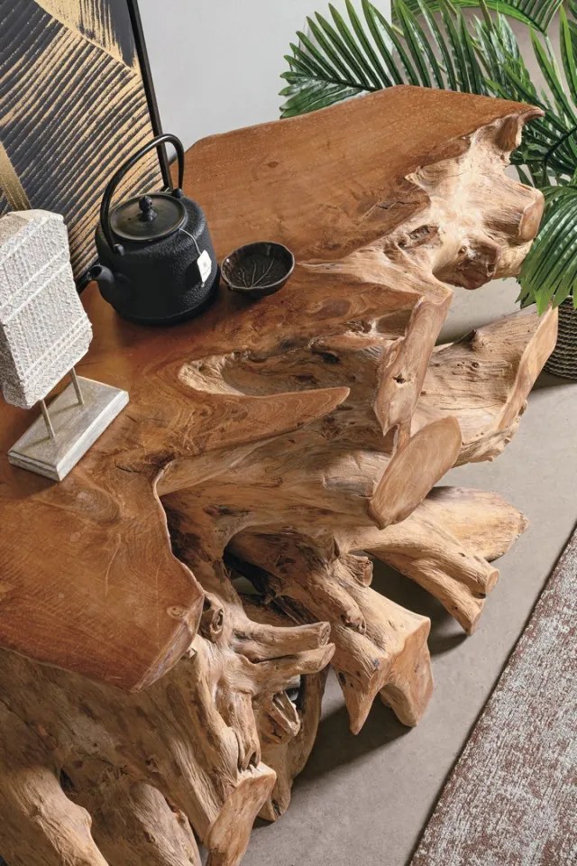 Consola finisaj natural din lemn de Teak, 120x40x77 cm, Solidad Bizzotto