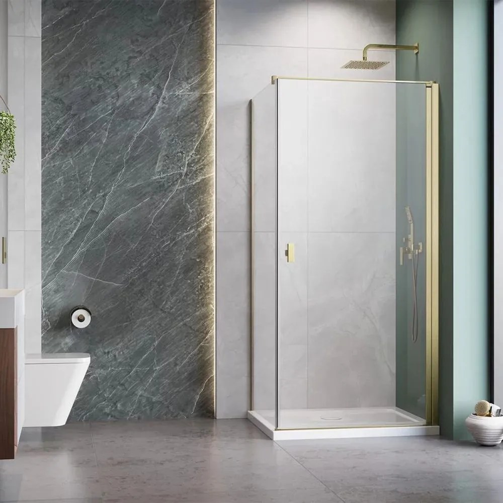 Usa de nisa batanta Radaway Nes KDJ I 80 cm sticla 6 mm auriu periat-transparent deschidere dreapta
