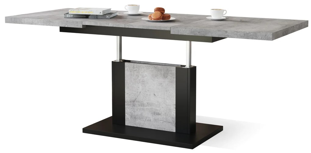 Mazzoni ORION Beton Millennium/Negru Mat - MĂSUȚĂ DE CAFEA EXTENSIBILĂ MODERNĂ