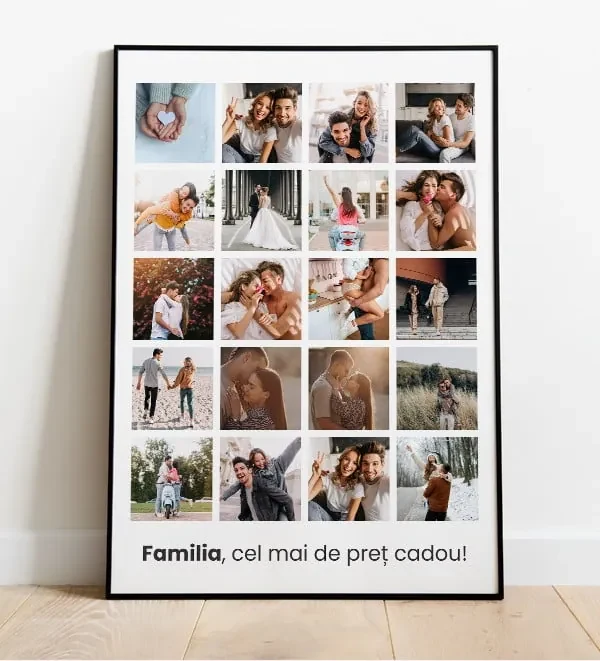 Tablou personalizat cu 20 de fotografii si mesaj