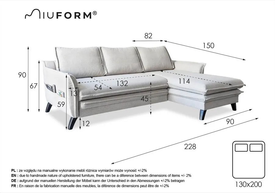 Colțar bej extensibil (cu colț pe partea dreaptă) Charming Charlie – Miuform